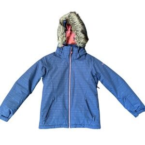 Roxy American Pie Girls Snow Ski Jacket Faux Fur Hood Size L / 12